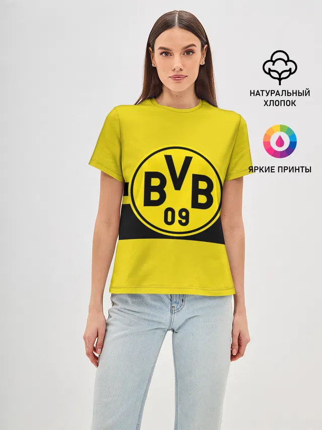 Женская базовая футболка с принтом «Borussia Dortmund»