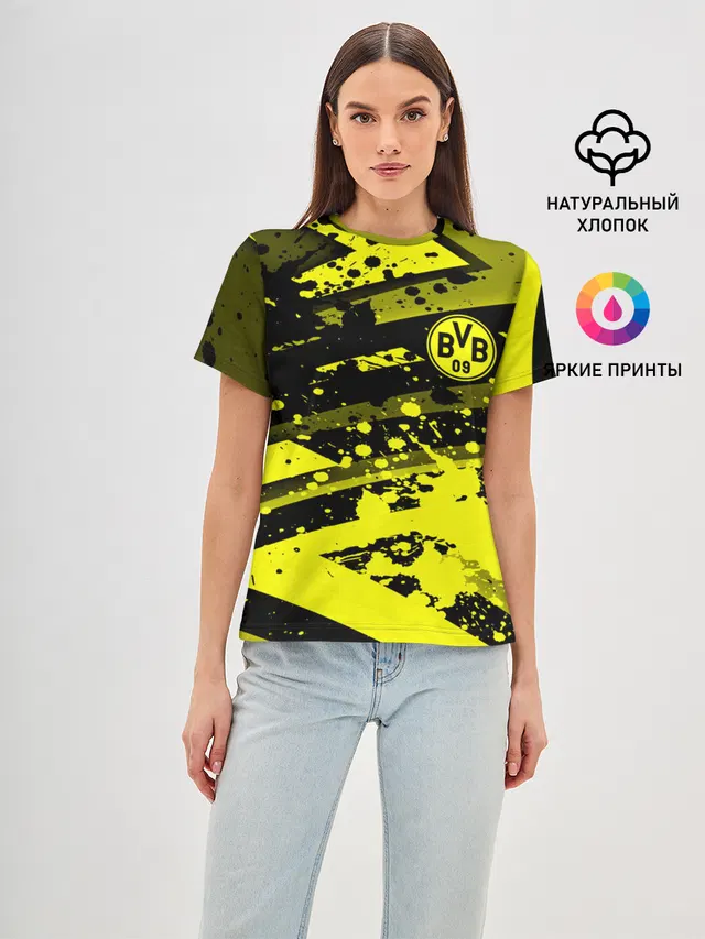 Женская базовая футболка с принтом «Borussia — Borussia Dortmund»