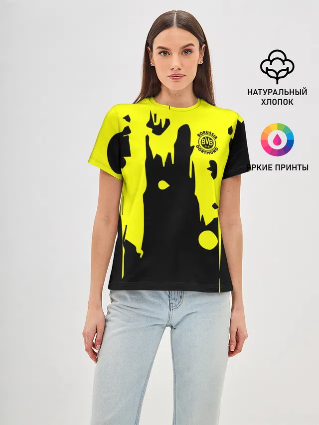 Женская базовая футболка с принтом «Abstract background — FC Borussia»