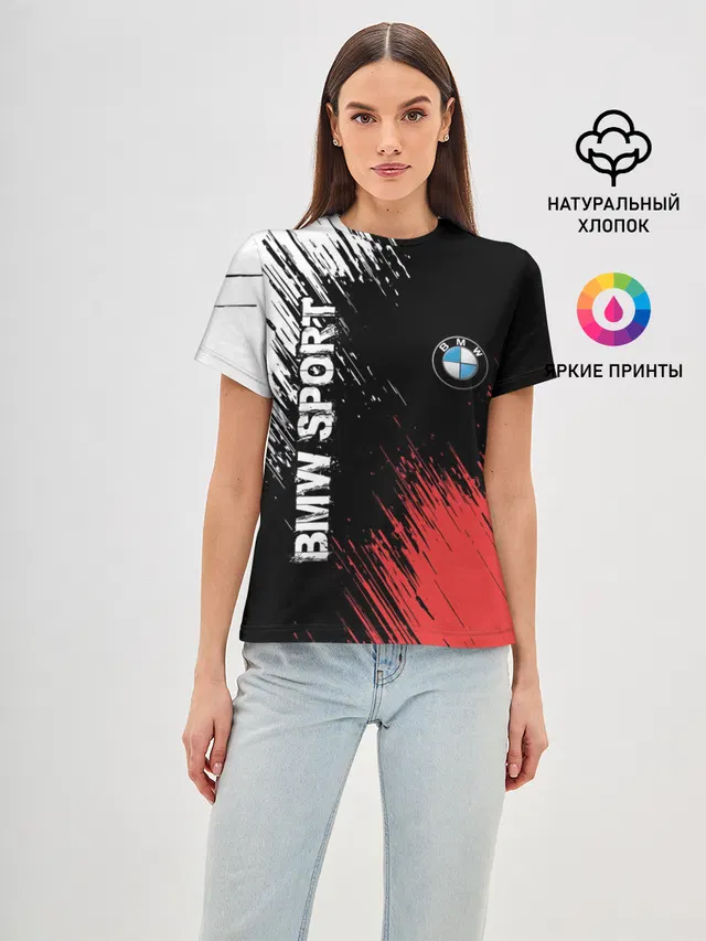 Женская базовая футболка с принтом «BMW»