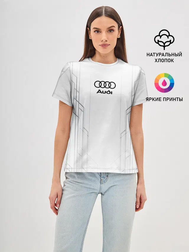 Женская базовая футболка с принтом «Audi»