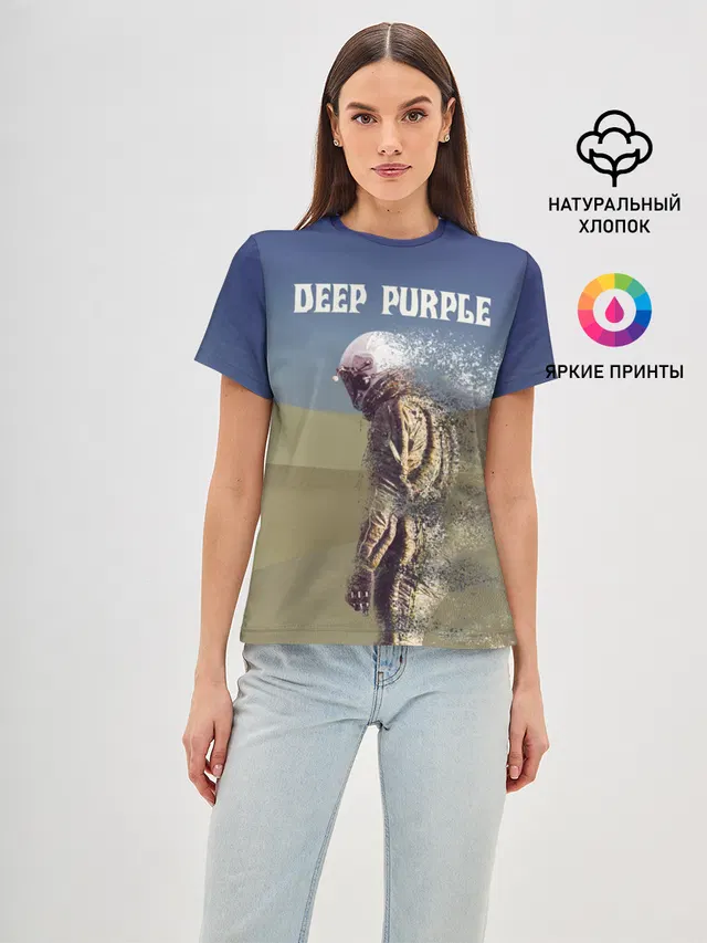 Женская базовая футболка с принтом «Astronaut — Deep Purple Whoosh»