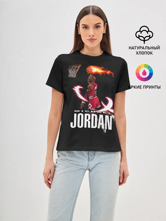 Женская базовая футболка с принтом «НБА — MICHAEL JORDAN»