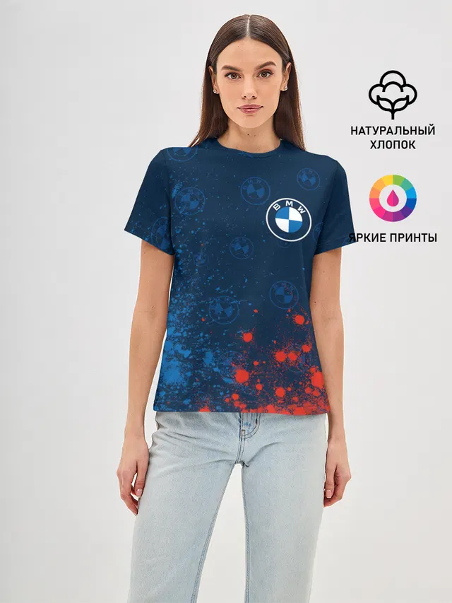 Женская базовая футболка с принтом «BMW»
