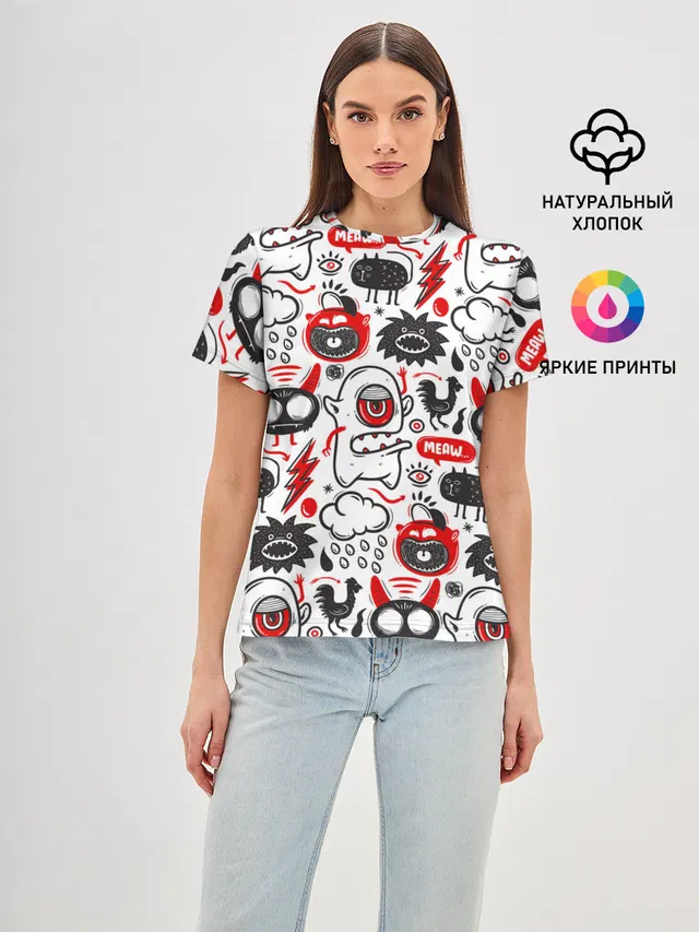 Женская базовая футболка с принтом «Pop Art»