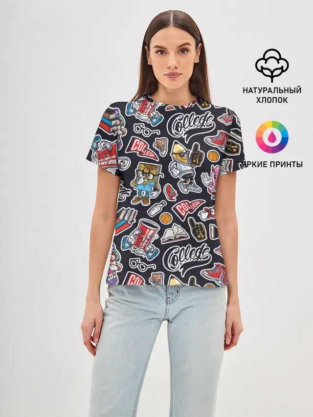 Женская базовая футболка с принтом «Pop Art»