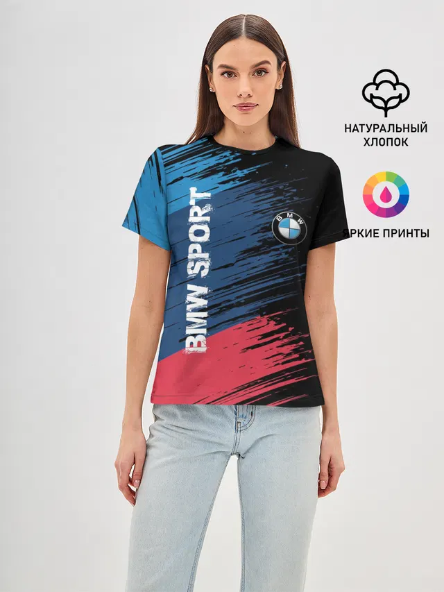 Женская базовая футболка с принтом «BMW»