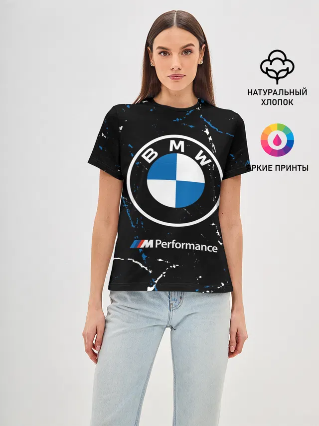 Женская базовая футболка с принтом «BMW»