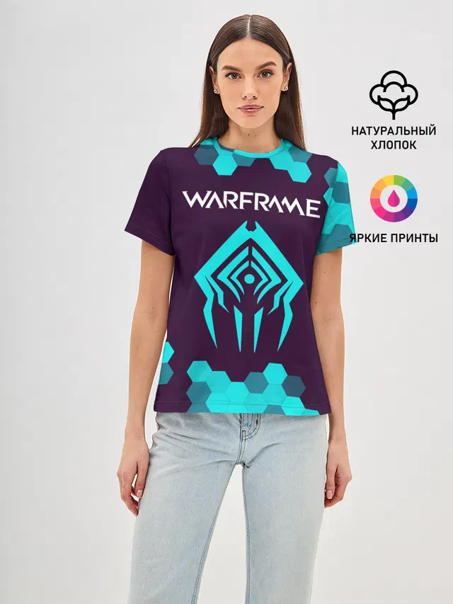 Женская базовая футболка с принтом «Warframe — ВАРФРЕЙМ»