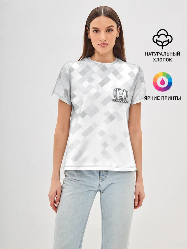 Женская базовая футболка с принтом «Abstract geometric pattern»