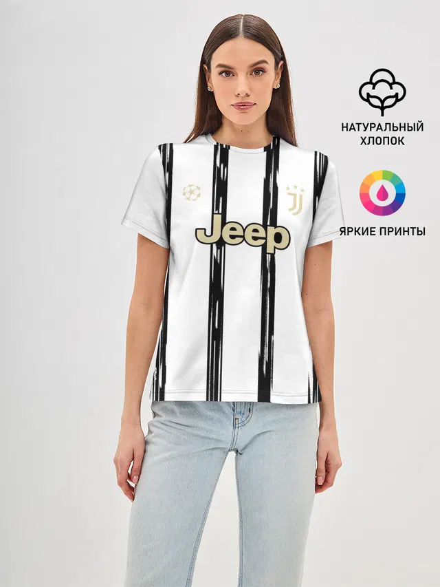Женская базовая футболка с принтом «Ювентус — Home Authentic style»