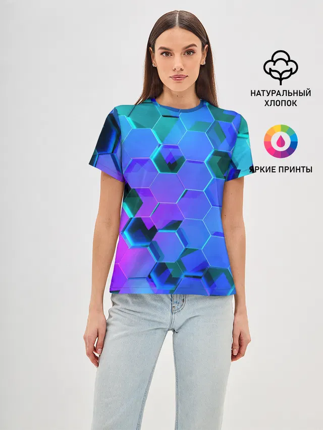 Женская базовая футболка с принтом «Геометрия — Geometry»
