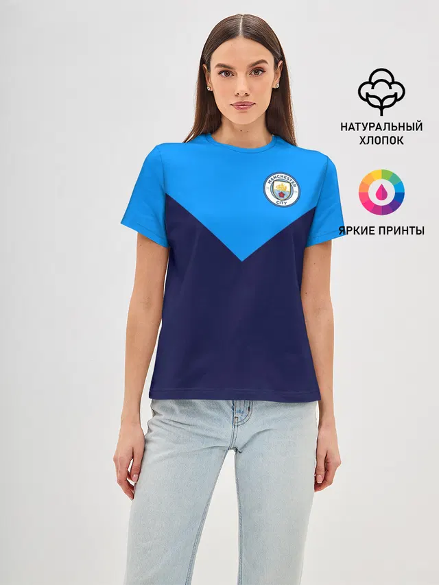 Женская базовая футболка с принтом «Manchester City Football Club»