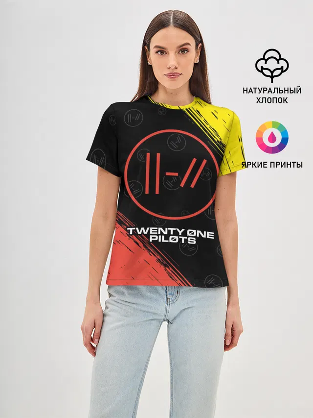 Женская базовая футболка с принтом «Twenty One Pilots — 21 PILOTS»