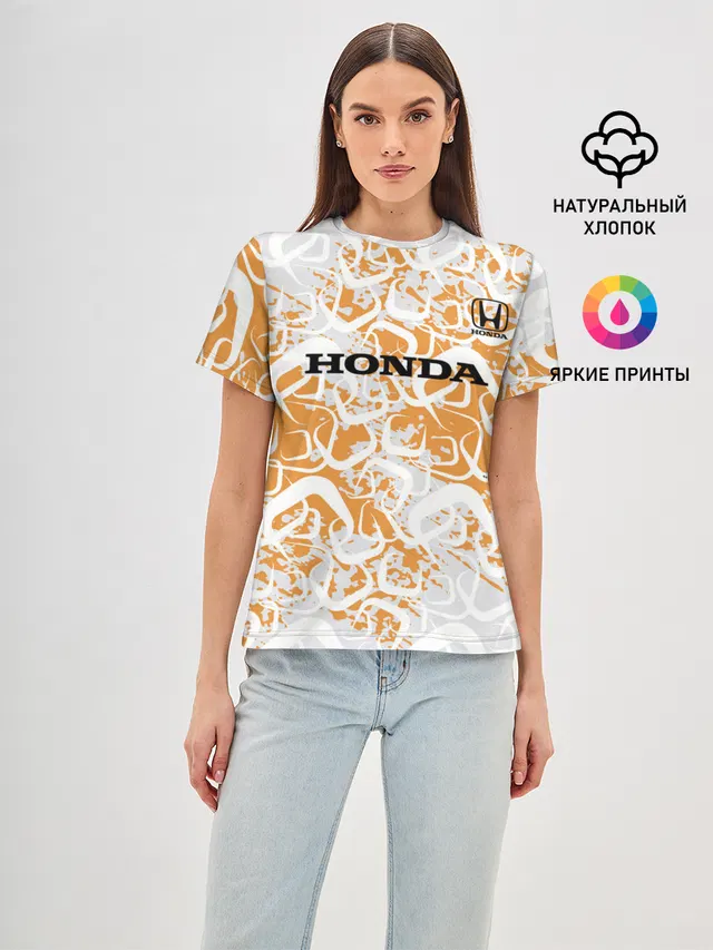 Женская базовая футболка с принтом «Honda»