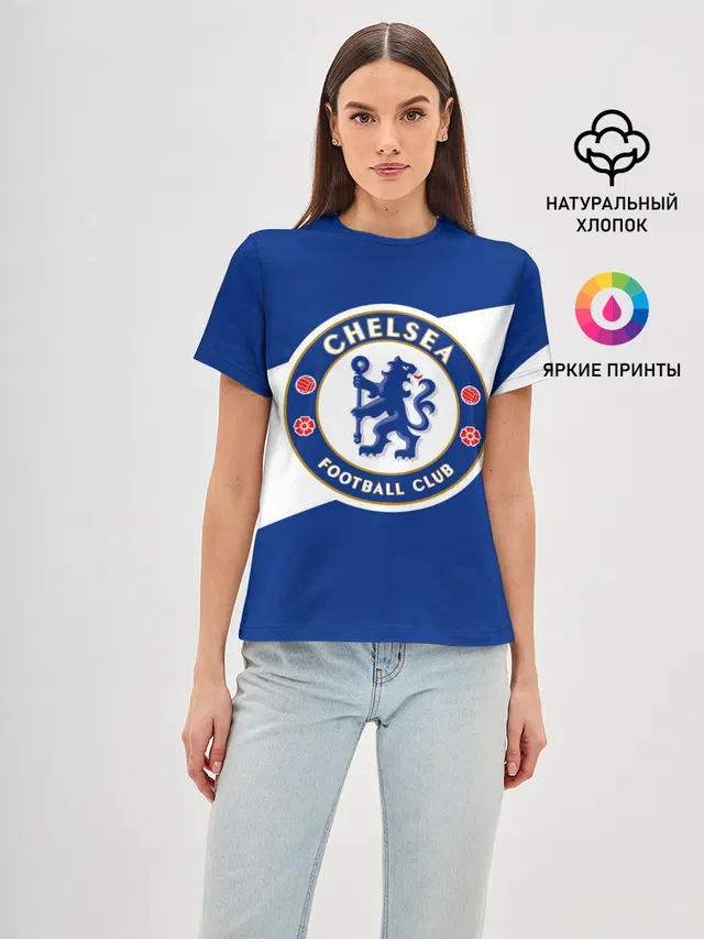 Женская базовая футболка с принтом «Lion — Chelsea SPORT»
