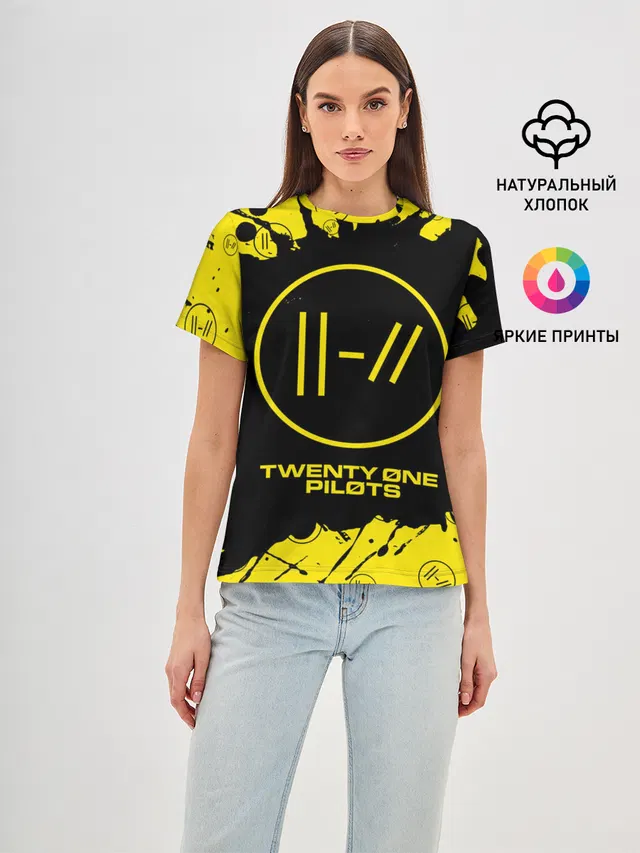 Женская базовая футболка с принтом «Trench logo — 21 PILOTS»