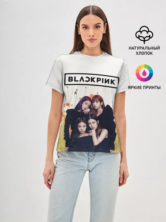 Женская базовая футболка с принтом «BlackPink»