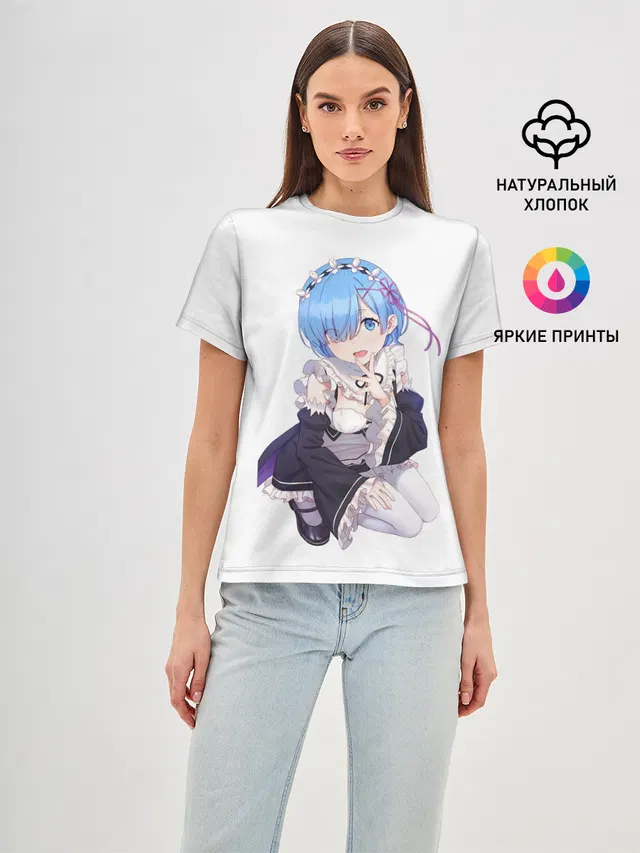 Женская базовая футболка с принтом «Re:Zero. Жизнь с нуля в альтернативном мире — Re:Zero»