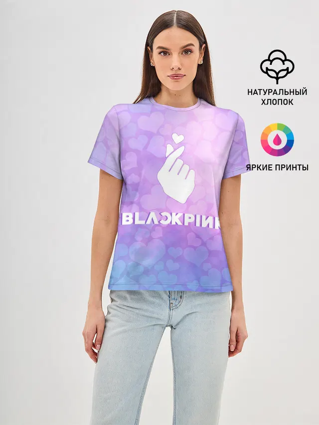 Женская базовая футболка с принтом «BlackPink»