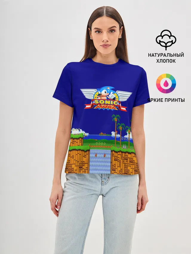 Женская базовая футболка с принтом «Sonic Mania»