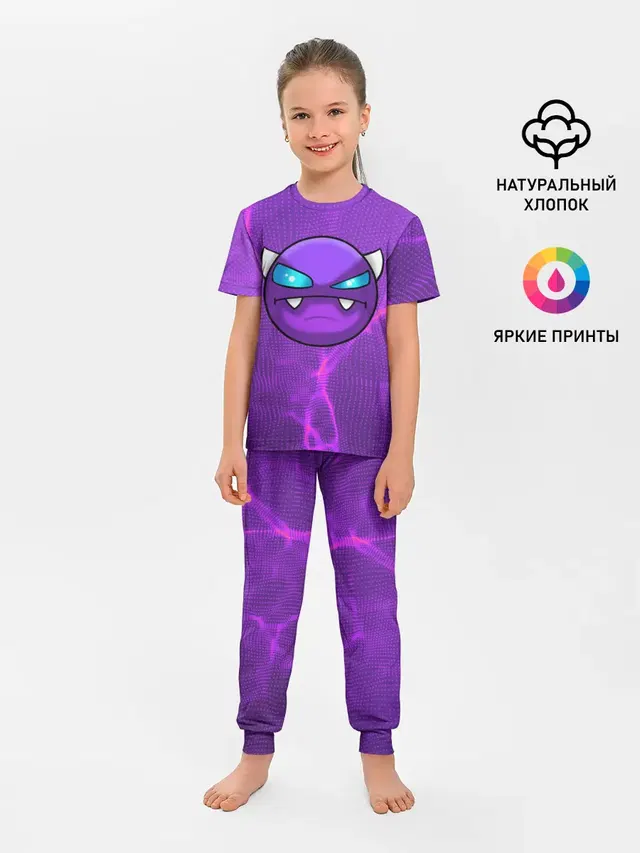 Детская пижама с брюками с принтом «Игры — Geometry Dash — Геометри Даш»