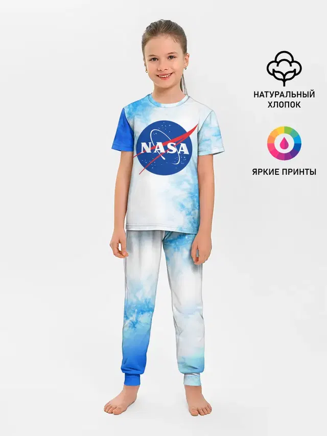 Детская пижама с брюками с принтом «Модные — NASA — НАСА»