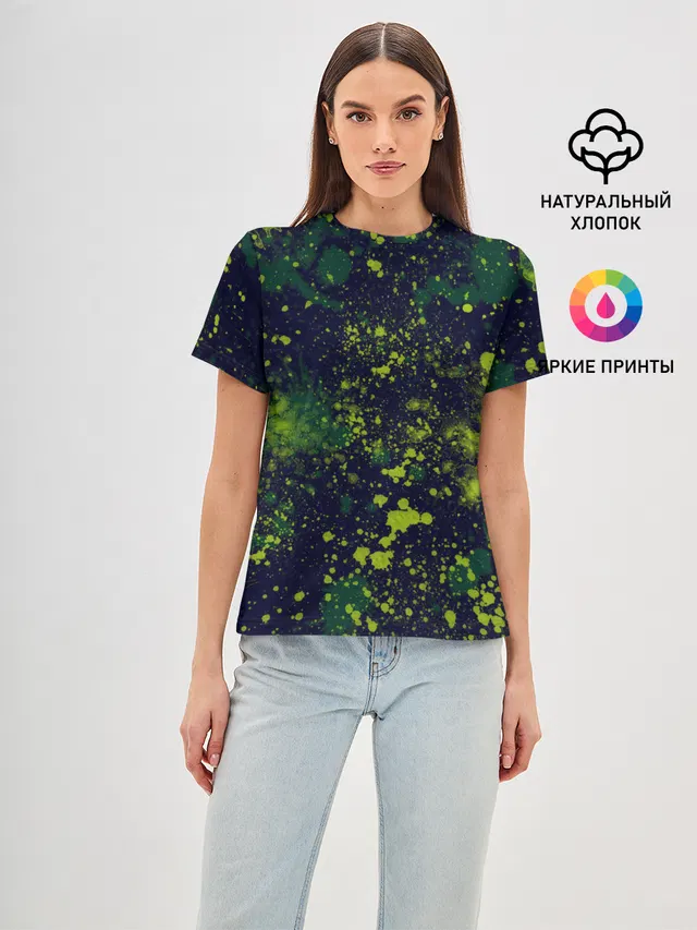Женская базовая футболка с принтом «Camouflage»