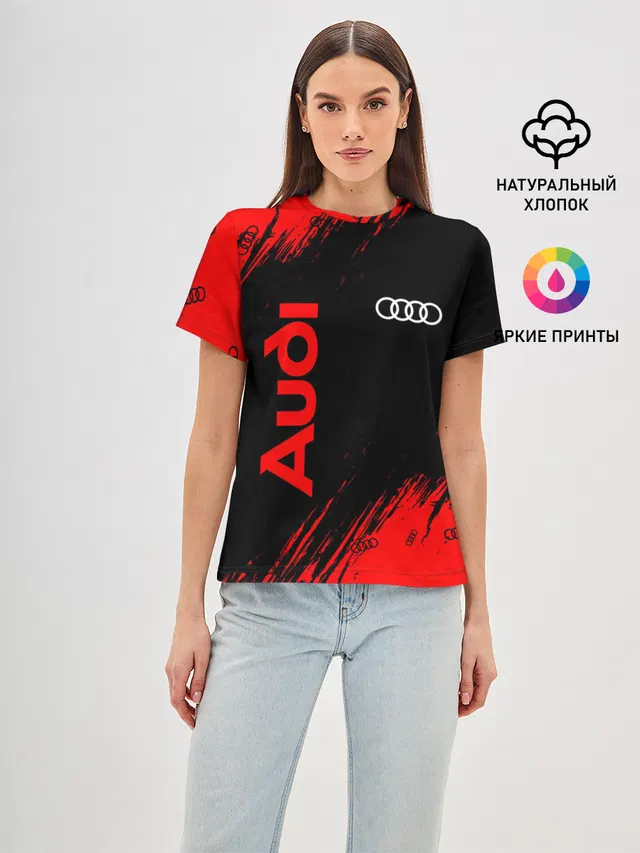 Женская базовая футболка с принтом «Audi»