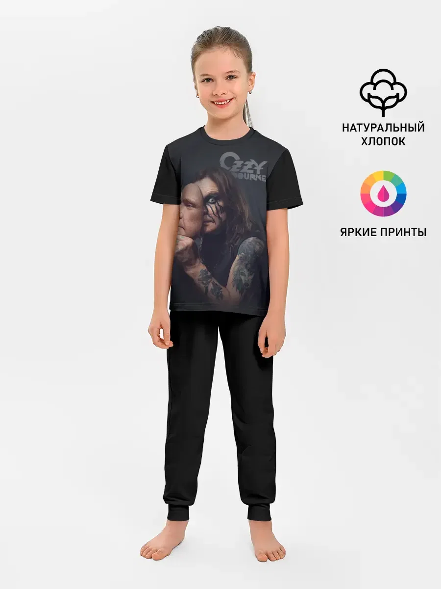 Детская пижама с брюками с принтом «Ozzy Osbourne», вид спереди