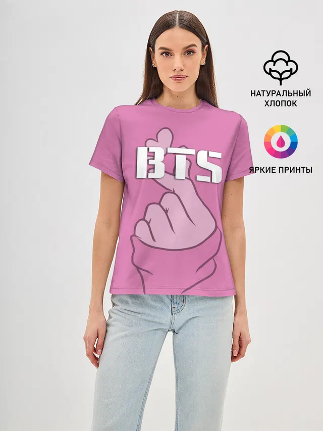 Женская базовая футболка с принтом «BTS»