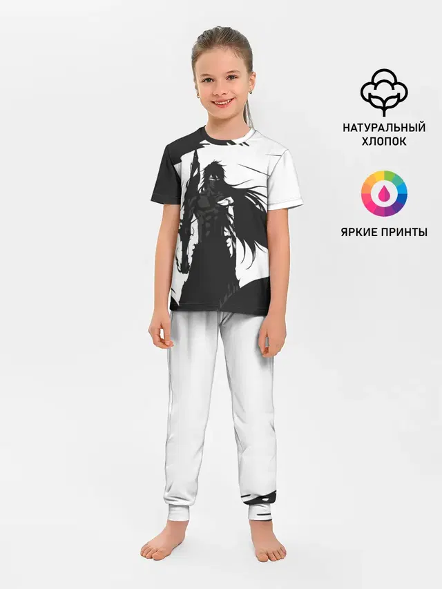 Детская пижама с брюками с принтом «Bleach black & — Bleach black & white»