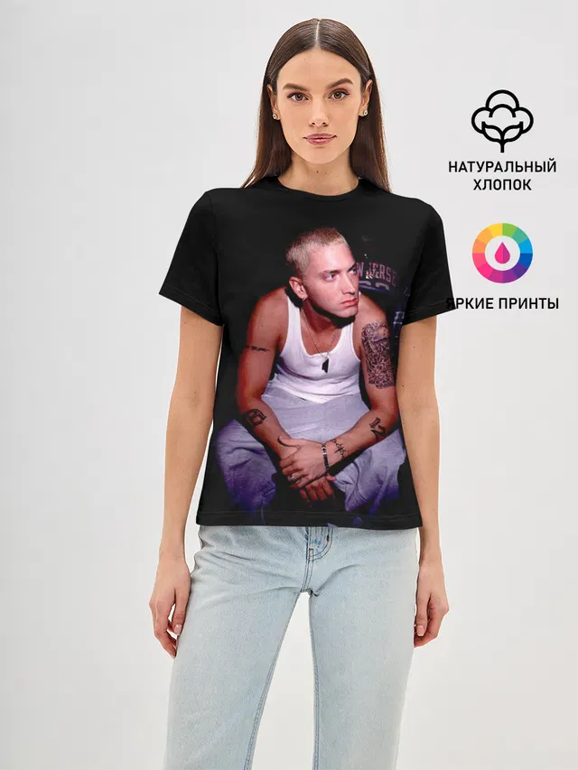 Женская базовая футболка с принтом «Eminem»