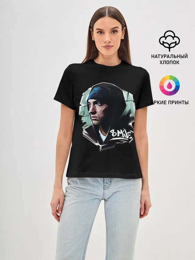 Женская базовая футболка с принтом «Eminem — EMINEM 8 MILE»