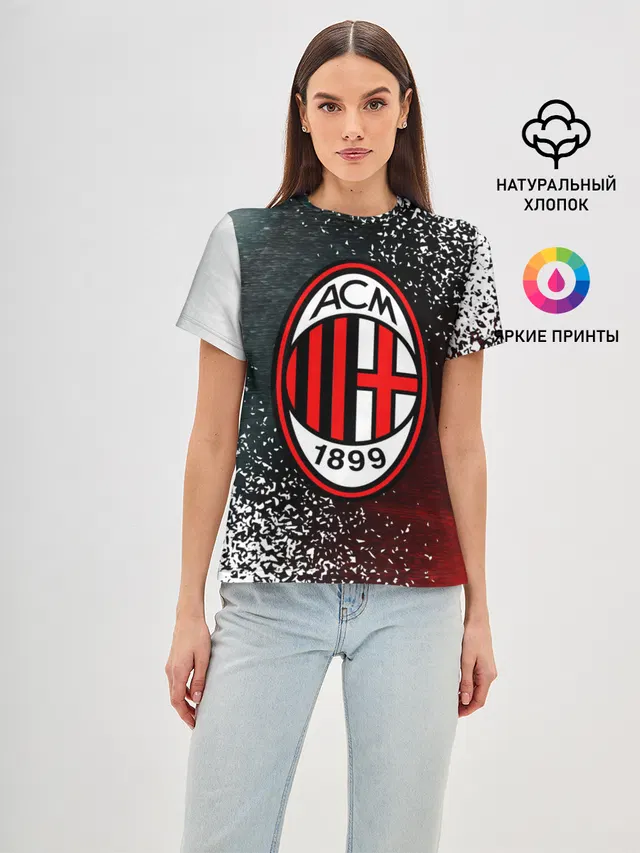 Женская базовая футболка с принтом «Football — AC MILAN»