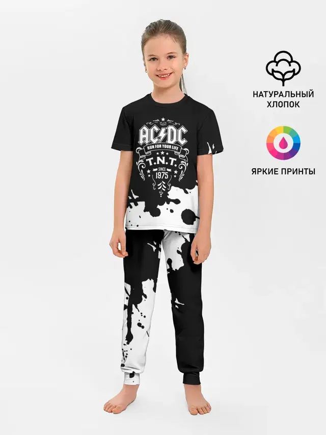 Детская пижама с брюками с принтом «1975 — AC/DC T.N.T.»