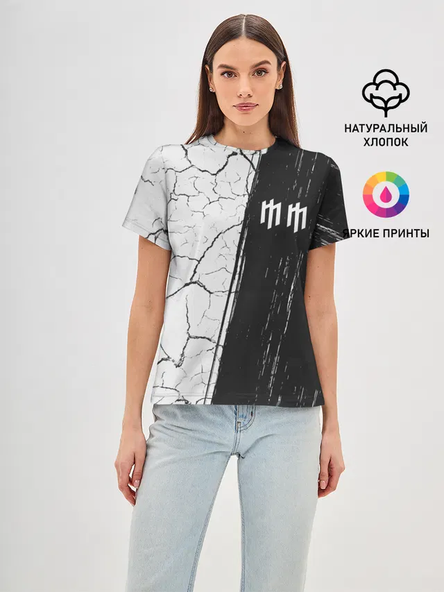 Женская базовая футболка с принтом «Monogram — М. МЭНСОН»