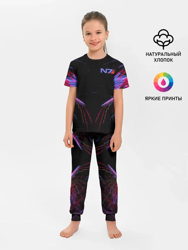 Детская пижама с брюками с принтом «N7 Neon Style»