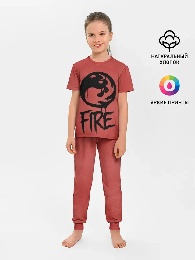 Детская пижама с брюками с принтом «Magic:The Gathering — Emblems Fire»