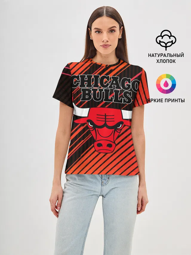Женская базовая футболка с принтом «НБА — Chicago Bulls»