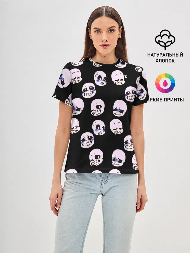 Женская базовая футболка с принтом «skull»