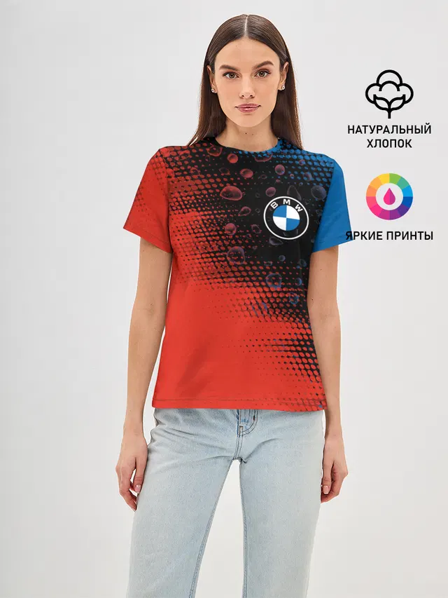 Женская базовая футболка с принтом «BMW»