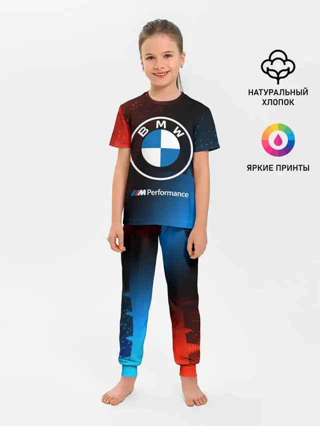 Детская пижама с брюками с принтом «BMW - Снежный»