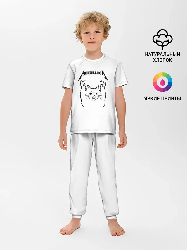 Детская пижама с брюками с принтом «Metallica — Meowtallica.»