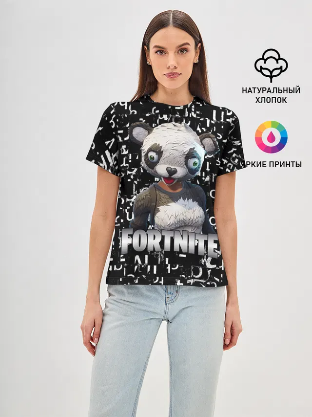 Женская базовая футболка с принтом «Фортнайт — Panda»