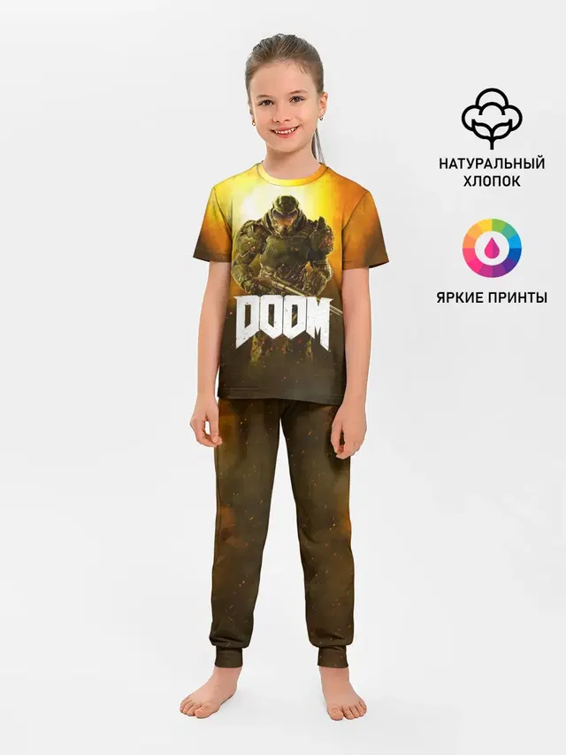 Детская пижама с брюками с принтом «Дум — DOOM 2016»