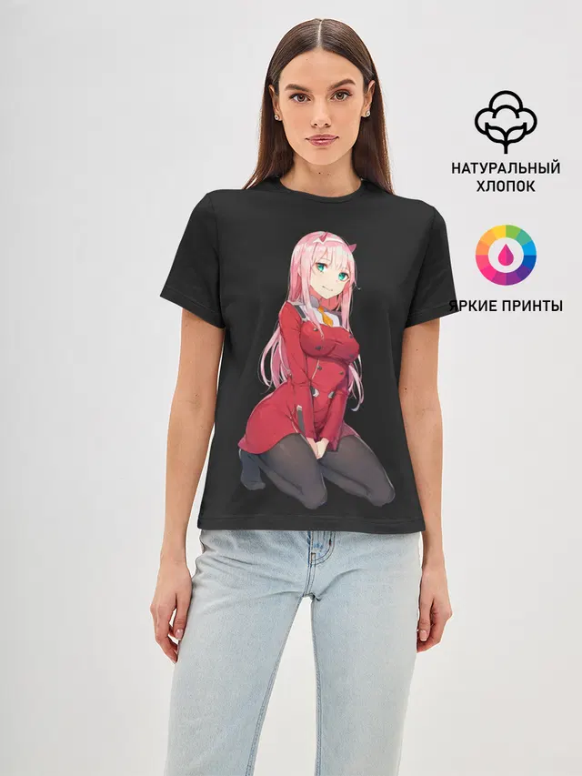 Женская базовая футболка с принтом «Прекрасная Zero Two»