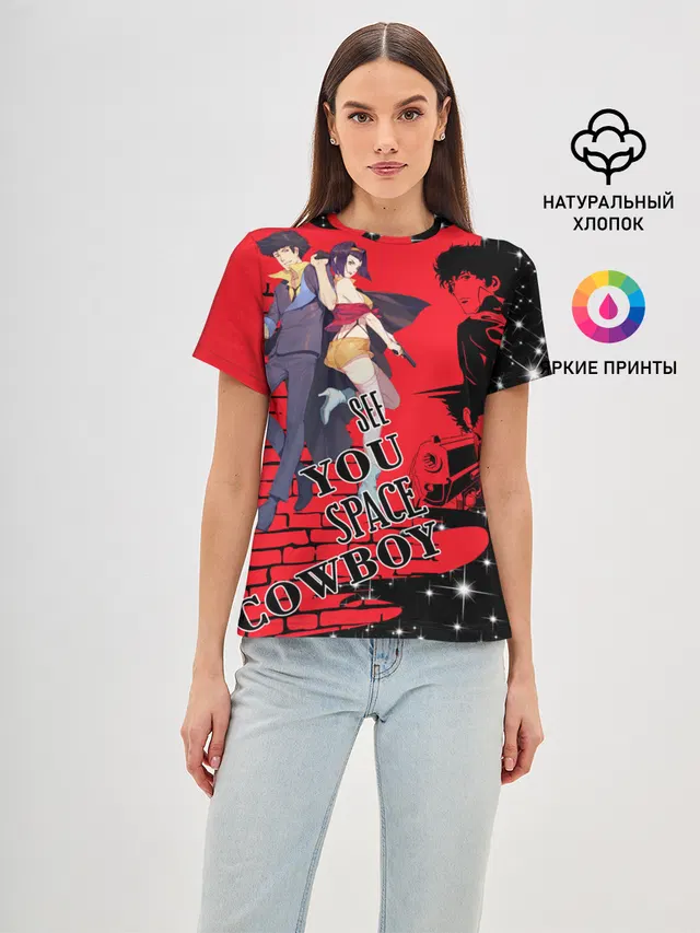 Женская базовая футболка с принтом «Cowboy Bebop art»