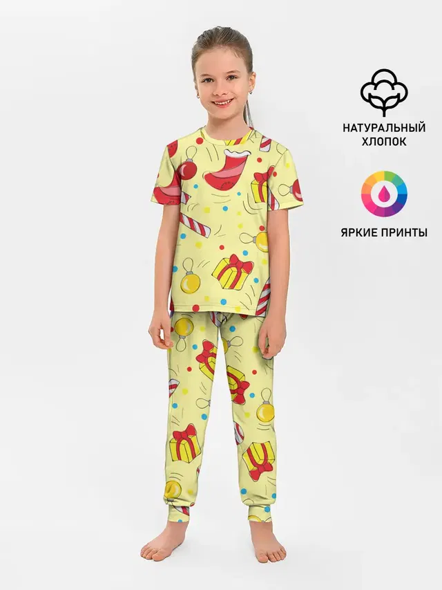 Новогодний узор на желтом фоне