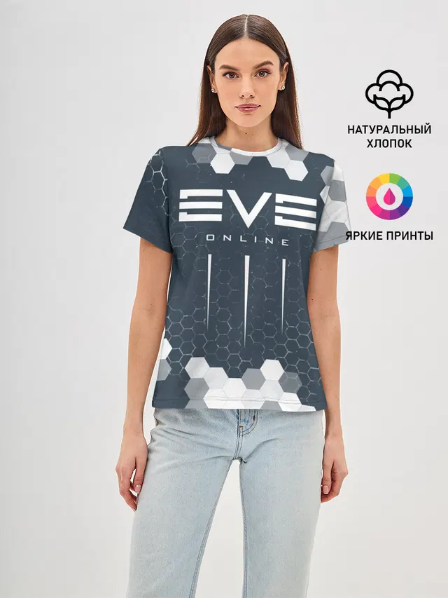 Женская базовая футболка с принтом «EVE online — ИВ ОНЛАЙН»